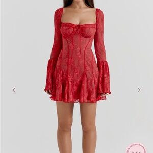 House of CB Red Lace Mini Dress